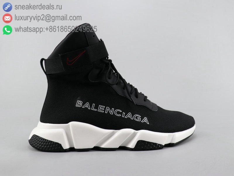 Nike x Balenciaga Speed knit Mid Unisex Sneakers Black White EPT6291130